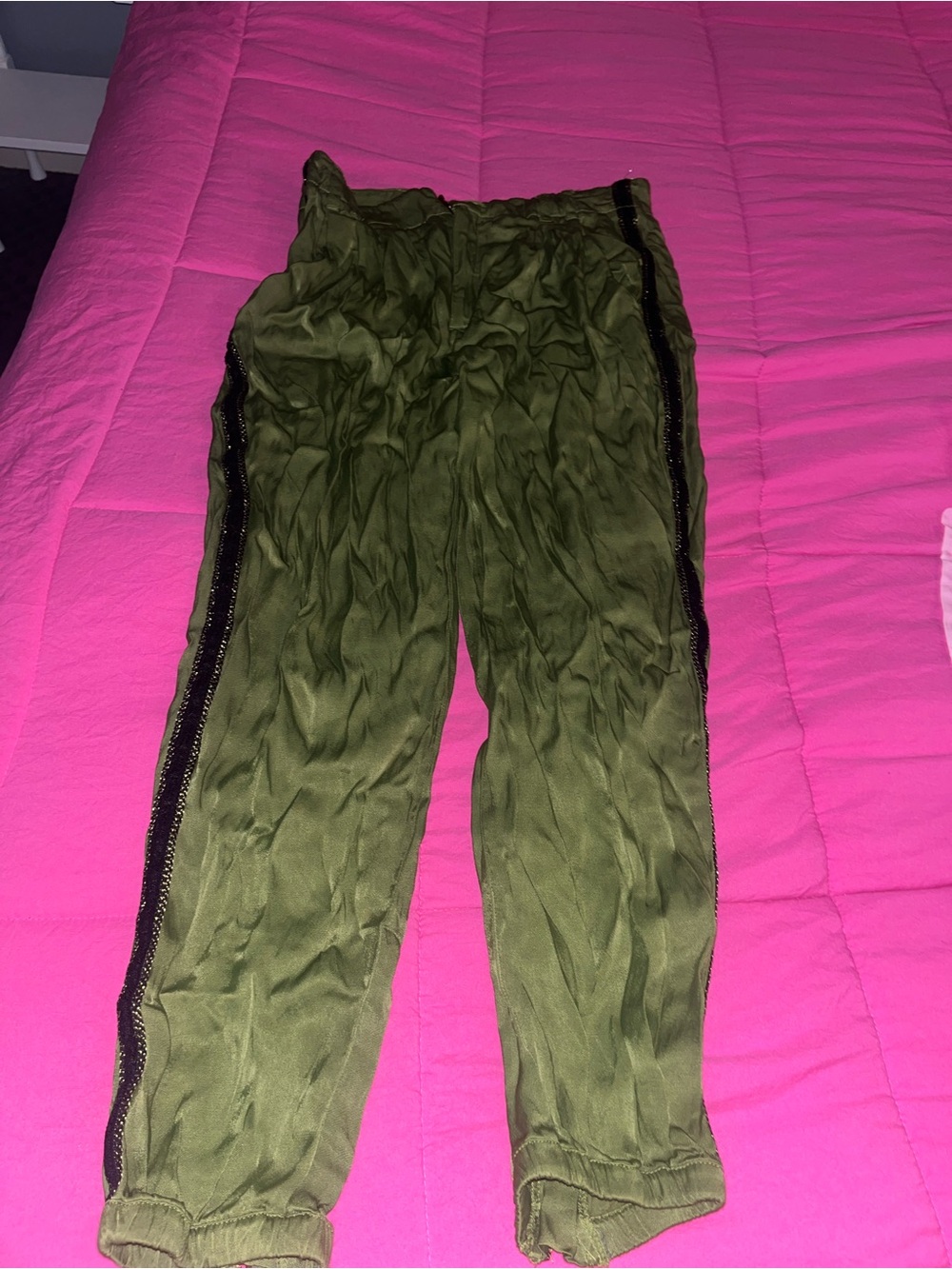 Olive Green Jogger Pants with Black Side Trim anthropologie